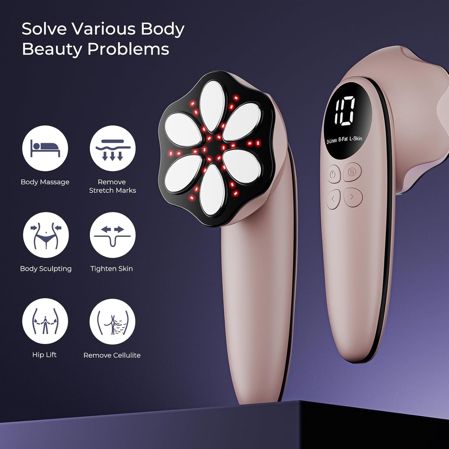 Cellulite Massager, Upgraded 6 Heads Body Sculpting Machine 3 in 1 Cordless Electric Handle Massager for Belly, Waist, Arm, Leg and Massage