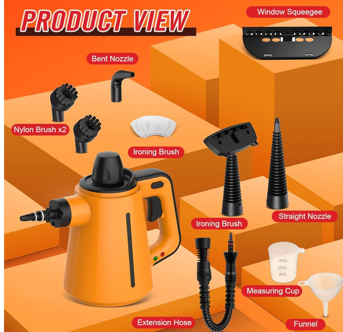 Handheld Steam Cleaner, Multipurpose Steam Cleaner with 380 Ml Capacity And 10 Accessories