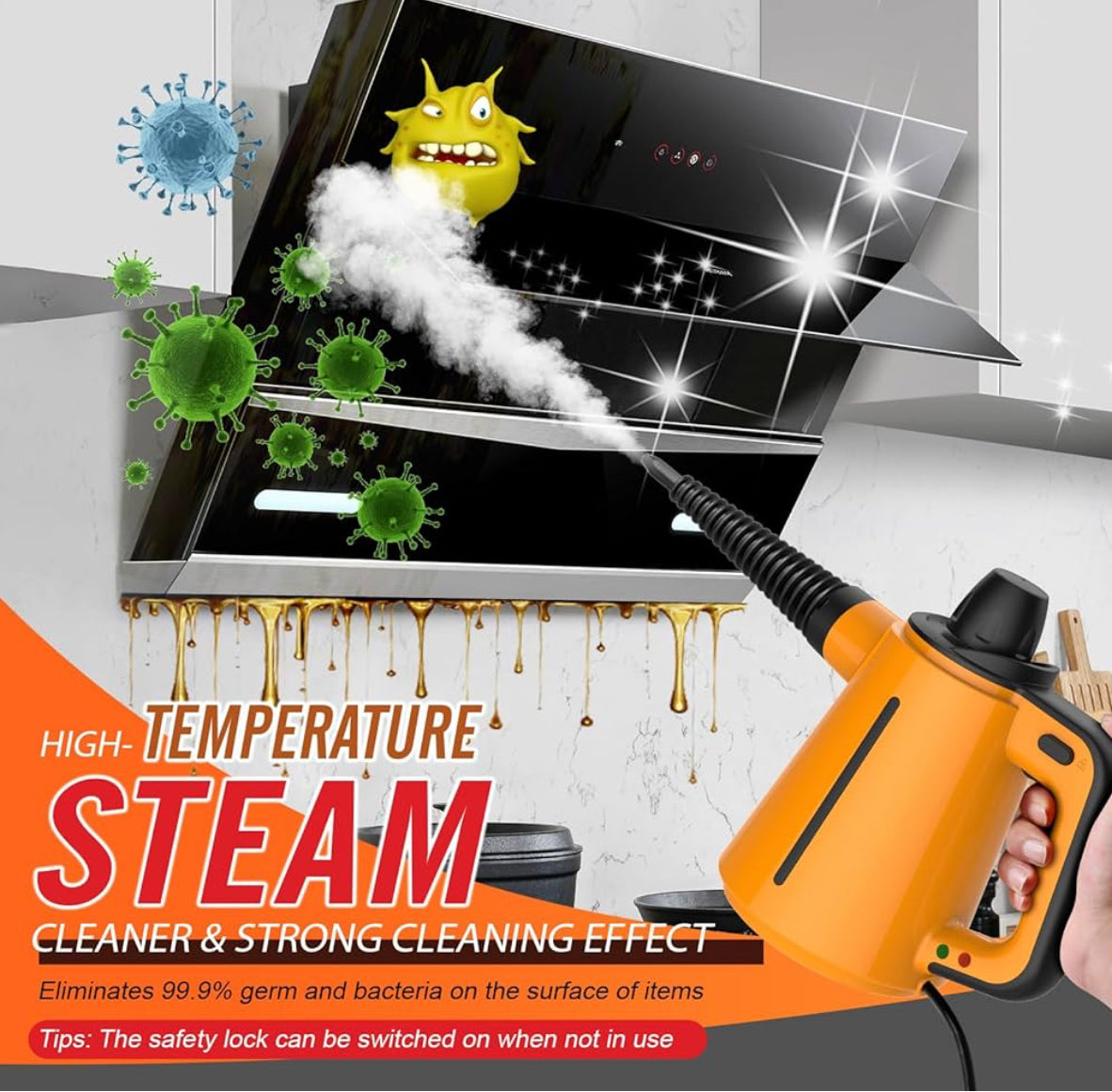 Handheld Steam Cleaner, Multipurpose Steam Cleaner with 380 Ml Capacity And 10 Accessories