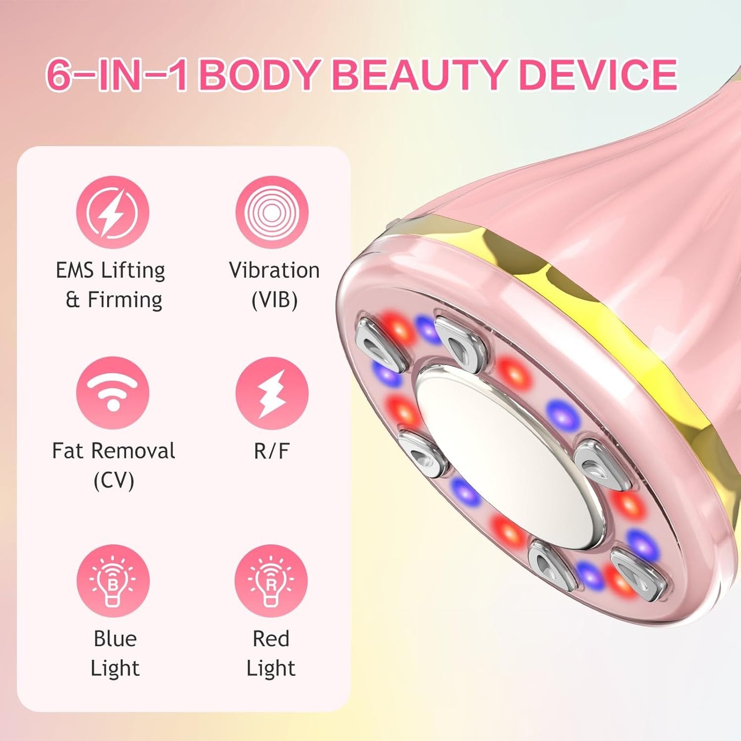 Cellulite Massager, 6 in 1 Body Sculpting Machine, Electric Cellulite Remover Beauty Cavitation Machine with Ultrasonic and EMS R-F Slimming for Body and Facial Skin Firming