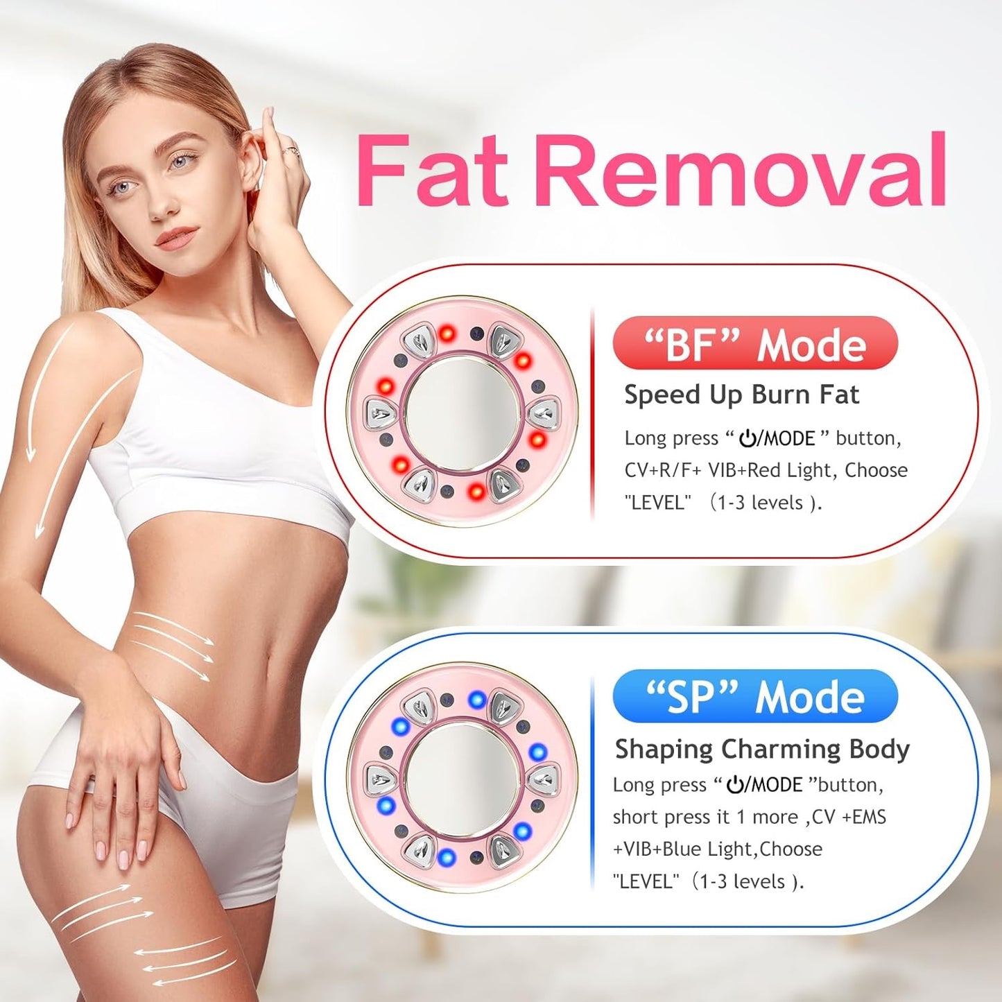 Cellulite Massager, 6 in 1 Body Sculpting Machine, Electric Cellulite Remover Beauty Cavitation Machine with Ultrasonic and EMS R-F Slimming for Body and Facial Skin Firming