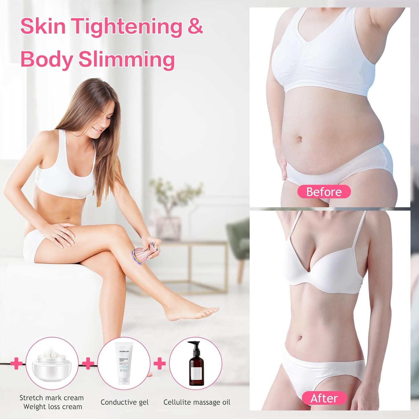 Cellulite Massager, 6 in 1 Body Sculpting Machine, Electric Cellulite Remover Beauty Cavitation Machine with Ultrasonic and EMS R-F Slimming for Body and Facial Skin Firming