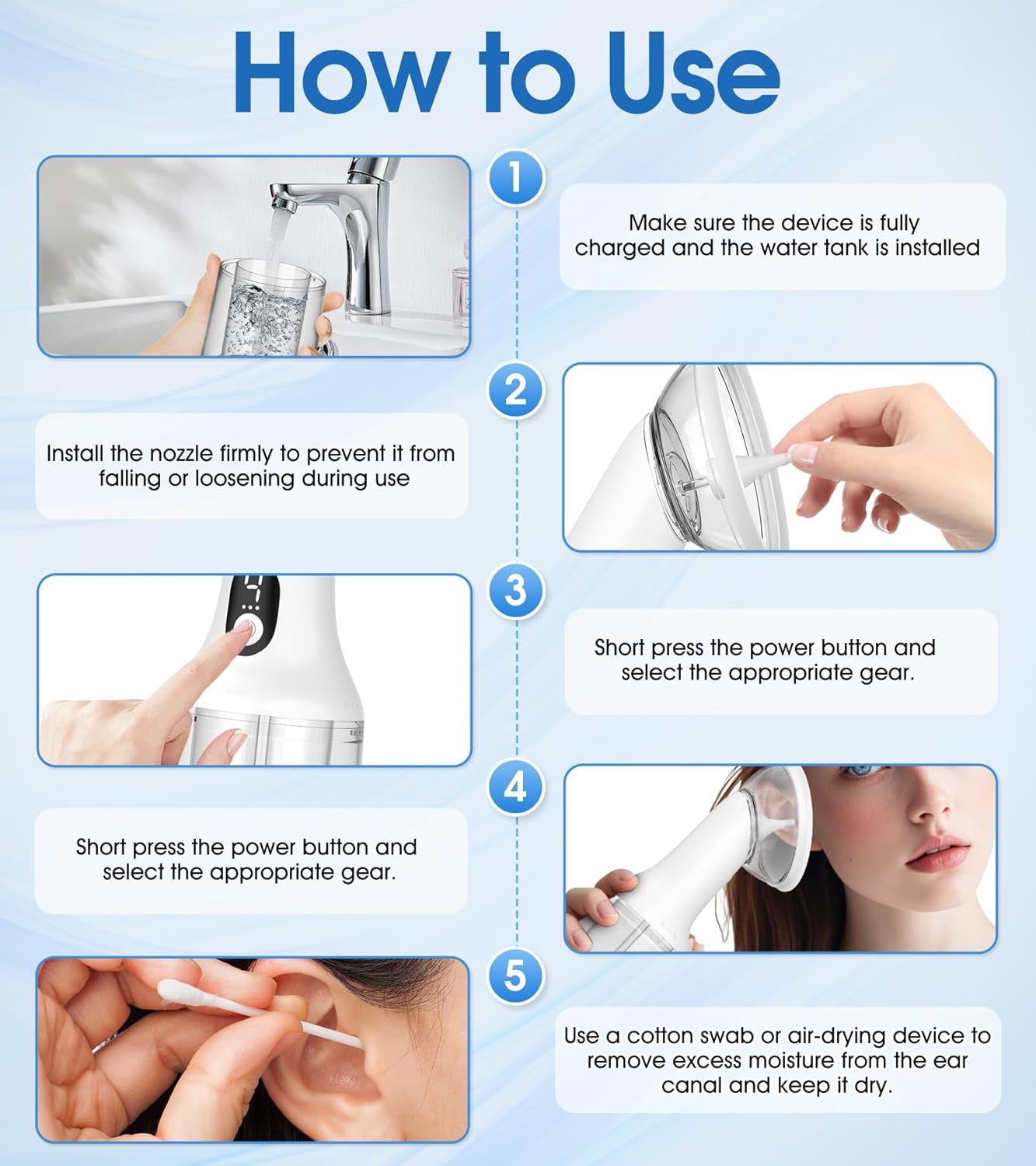 Automatic Ear Wax Removal,Upgrade USB Electric Water Powered Ear Cleaner with 4 Cleaning Modes IPX7 Waterproof Ear Irrigation System Reusable Ear Flushing Cleaning Tool for Kids Adults