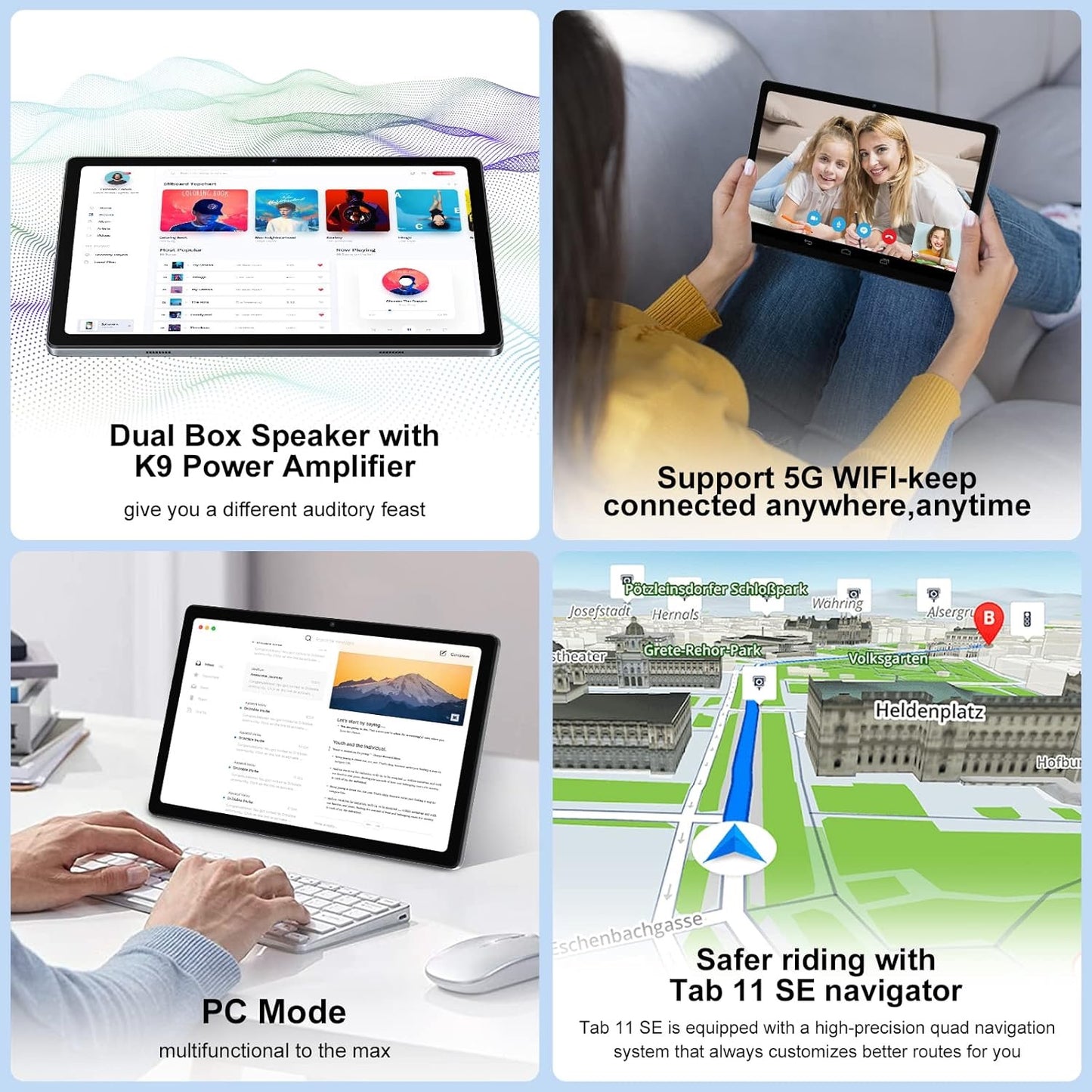10 inch Tablet Blackview Tab11 SE, Android 12 Tablets with Dual SIM Card Slot, 14+128GB/1TB TF, 2K 10.36 FHD+IPS 2000 * 1200, 4G LTE 5G WiFi, 13+8MP Camera, GPS, 7680mAh 18W