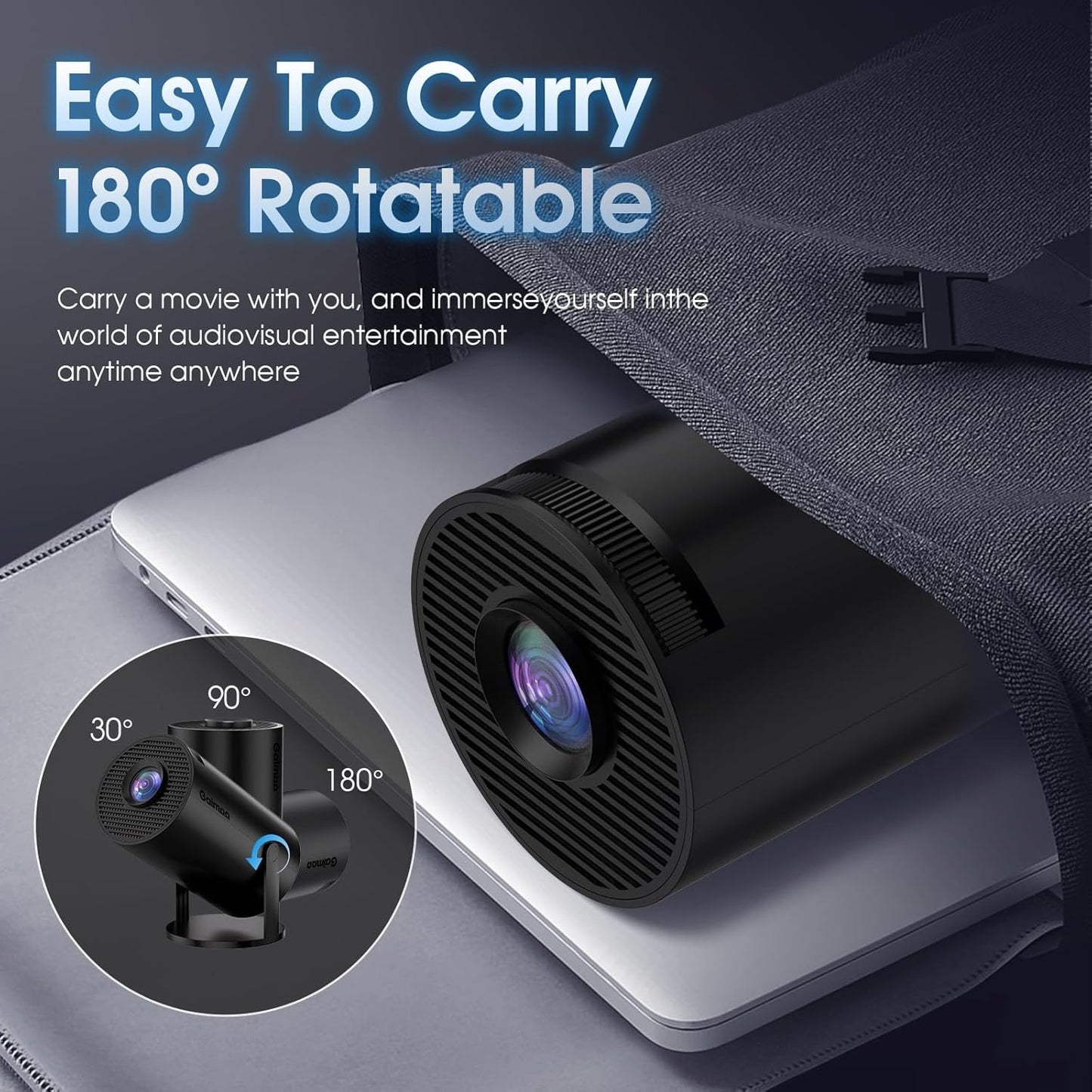 2025 Newest Mini Projector 1080P FHD 4K Support Projector with Mouse Portable Projector with WiFi and Bluetooth 180° Adjustable Auto Keystone HDMI/TV Stick/USB/PS5/Laptop, with HDMI Cable & Mouse
