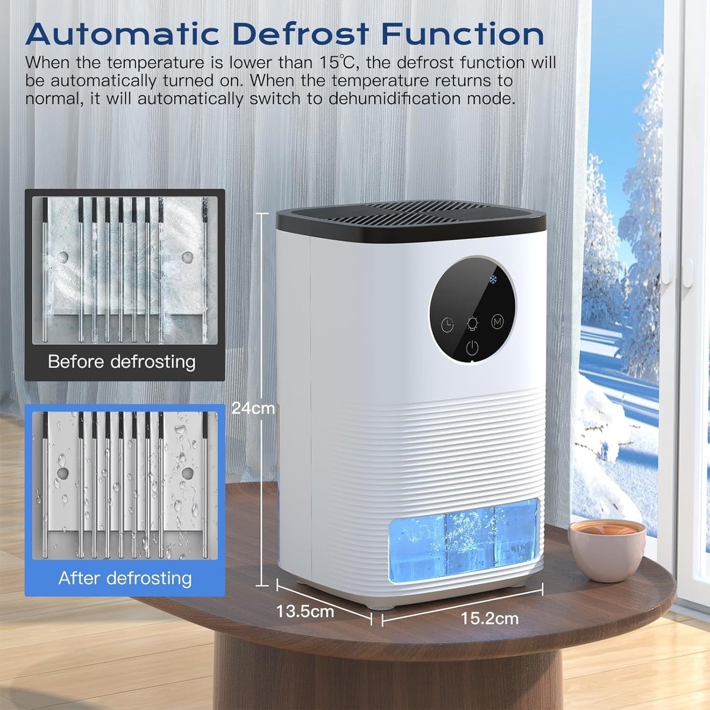 Dehumidifier for Home, 1.6L(54.11 oz) Dehumidifiers for Drying Clothes 2 Mode Auto Shut Off & 24H Timer Touch Control 7-Color Lights Quiet Dehumidifier for Bedroom Bathroom Basements Closet RV