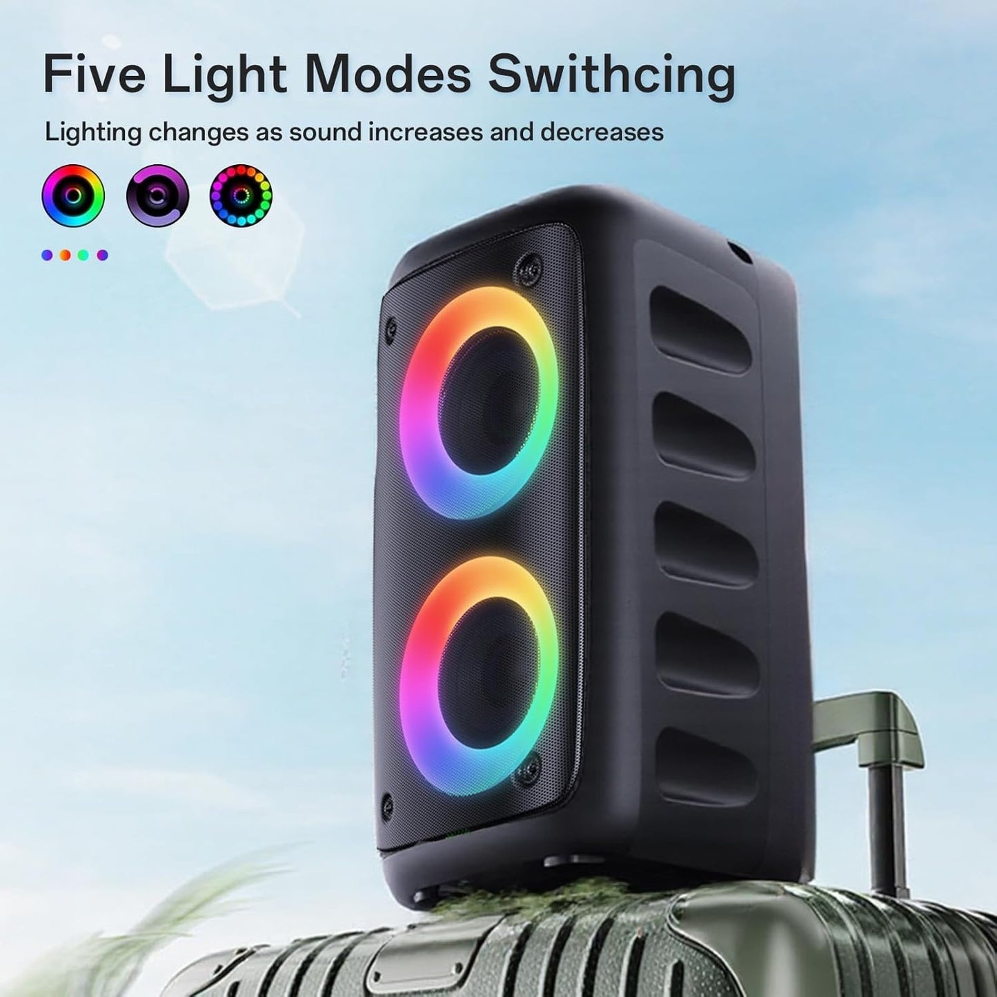 Karaoke Machine, Portable Bluetooth Speaker with 2 Wireless Karaoke Microphones, Karaoke for Adults Kids with Upgraded Subwoofer, PA System, Support TWS/TF/USB/AUX, Party