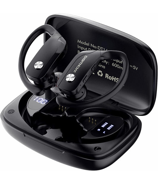 Wireless Earbuds, Bluetooth5.0 Earphones, 48Hrs Play Time LED Display In-Ear Headphones Built in Mic Deep Bass Stereo IPX5 Waterproof Earbuds for Sports Workout Running