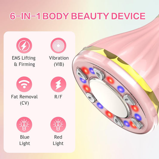 Cellulite Massager, 6 in 1 Body Sculpting Machine, Electric Cellulite Remover Beauty Cavitation Machine with Ultrasonic and EMS R-F Slimming for Body and Facial Skin Firming