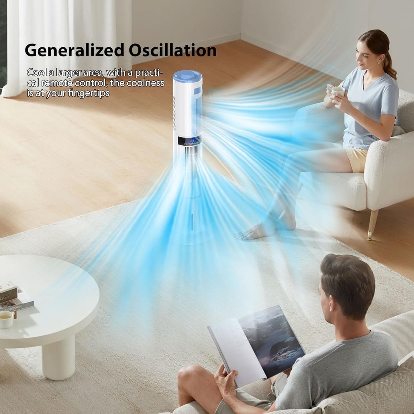 Mobile Air Conditioners, 4 in 1 Tower Fan/Air Purifier/Humidifier/Evaporative Coolers 65W 1-24H Timer 4 Mode 8M/S Wind w/ 4 Ice Box 10M Remote Control Air Conditioning for Home/Bedroom/Office