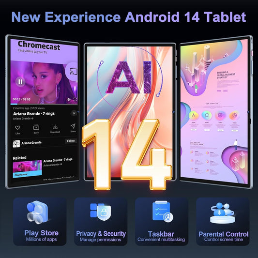 10 Inch Android 14 Tablets, 22GB RAM+128GB ROM(TF 1TB), 8000mAh, 8-Core 2.0 GHz, 5G WiFi, Widevine L1, Netflix FHD, 8+5MP, GMS | BT5.0 | Face ID, Tablet with keyboard&Mouse, Grey
