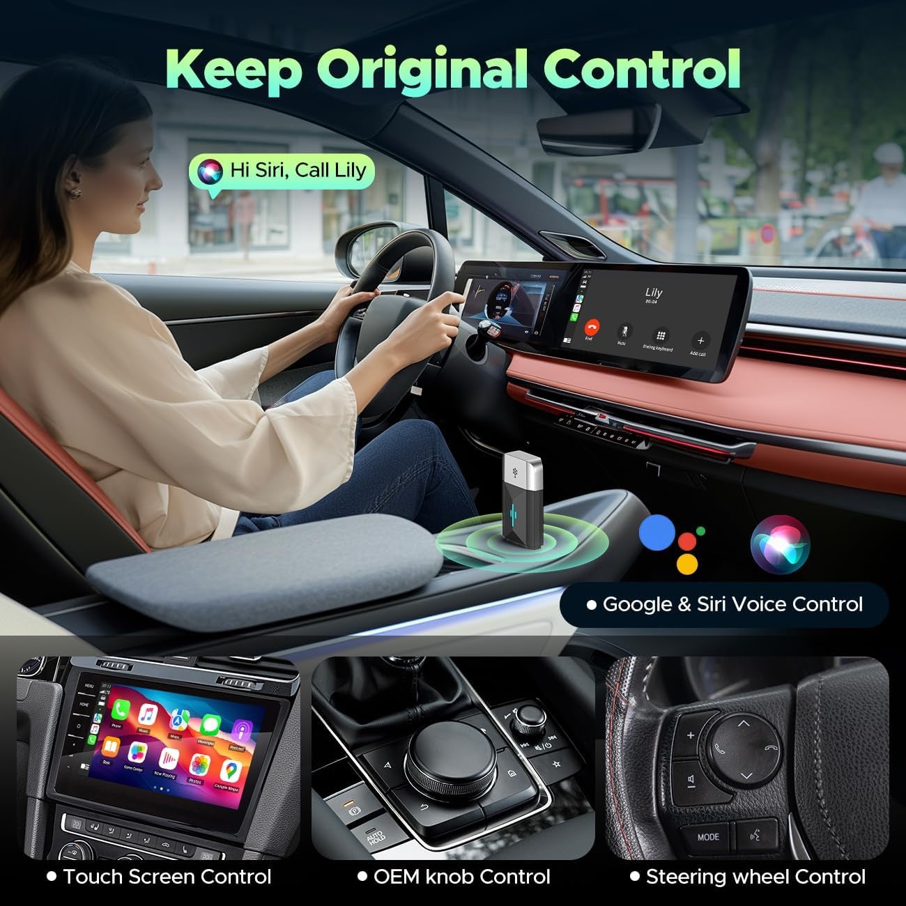 Wireless Carplay Adapter 2 in 1 for Apple CarPlay & Android Auto,Wireless CarPlay Dongle Converts Wired to Wireless,Compatible with Cars from 2016,Plug & Play, Supports iOS 10+& Android 11+